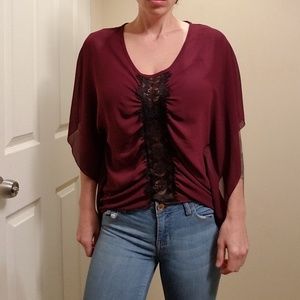 Semi-Transparent maroon top